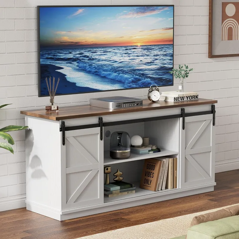 YESHOMY Farmhouse TV Stand for Televisions up to 65 Inches