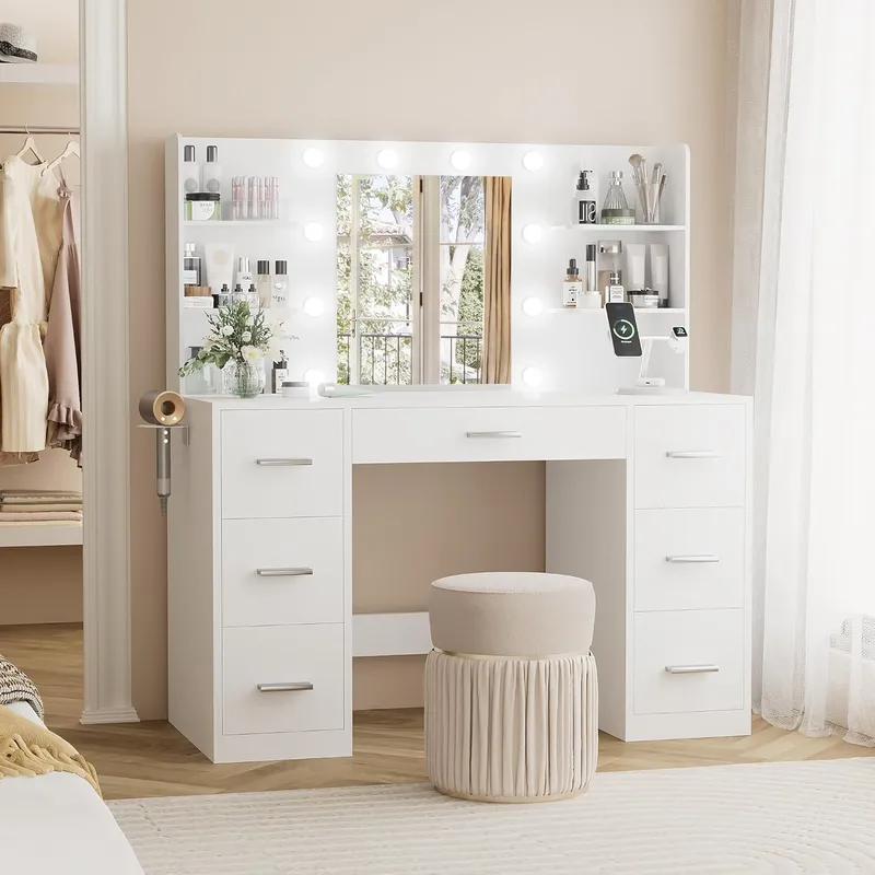 YESHOMY Vanity Desk with Mirror